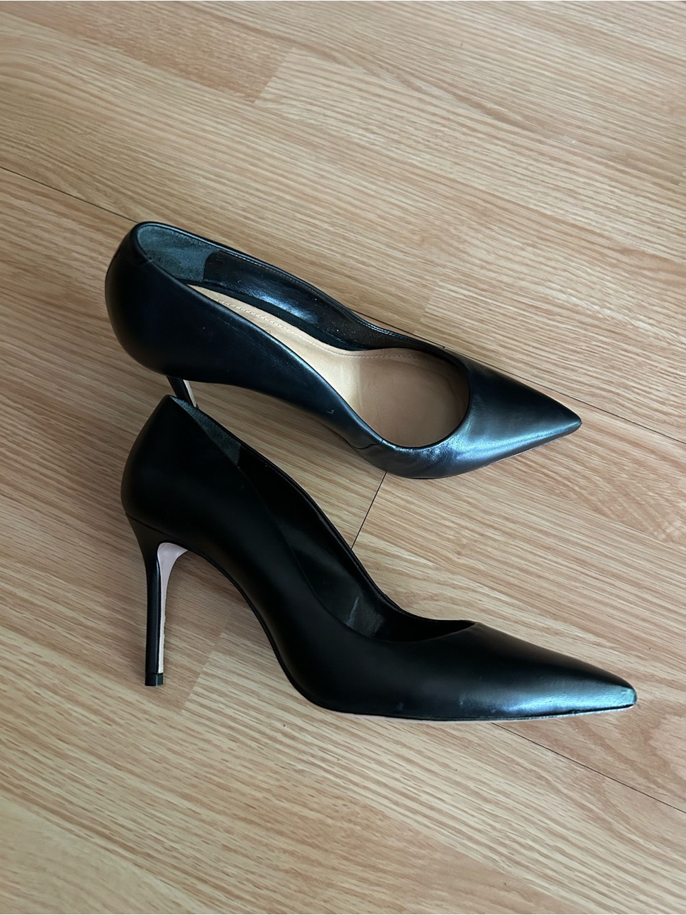 Schultz Black Leather Lou Stiletto Pumps Size 7